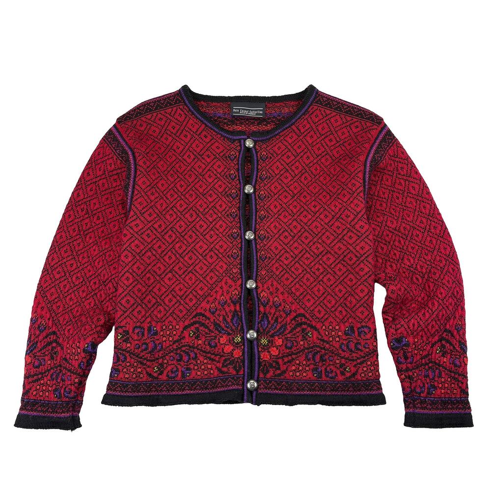 Dale of Norway Fair Isle Cardigan Women’s Small Red 100% Wool Made in Norway